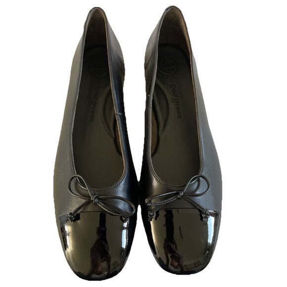 New $398 PAUL GREEN VIOLET BALLET FLATS in Black Combo 7.5 UK /10US - Picture 4 of 7